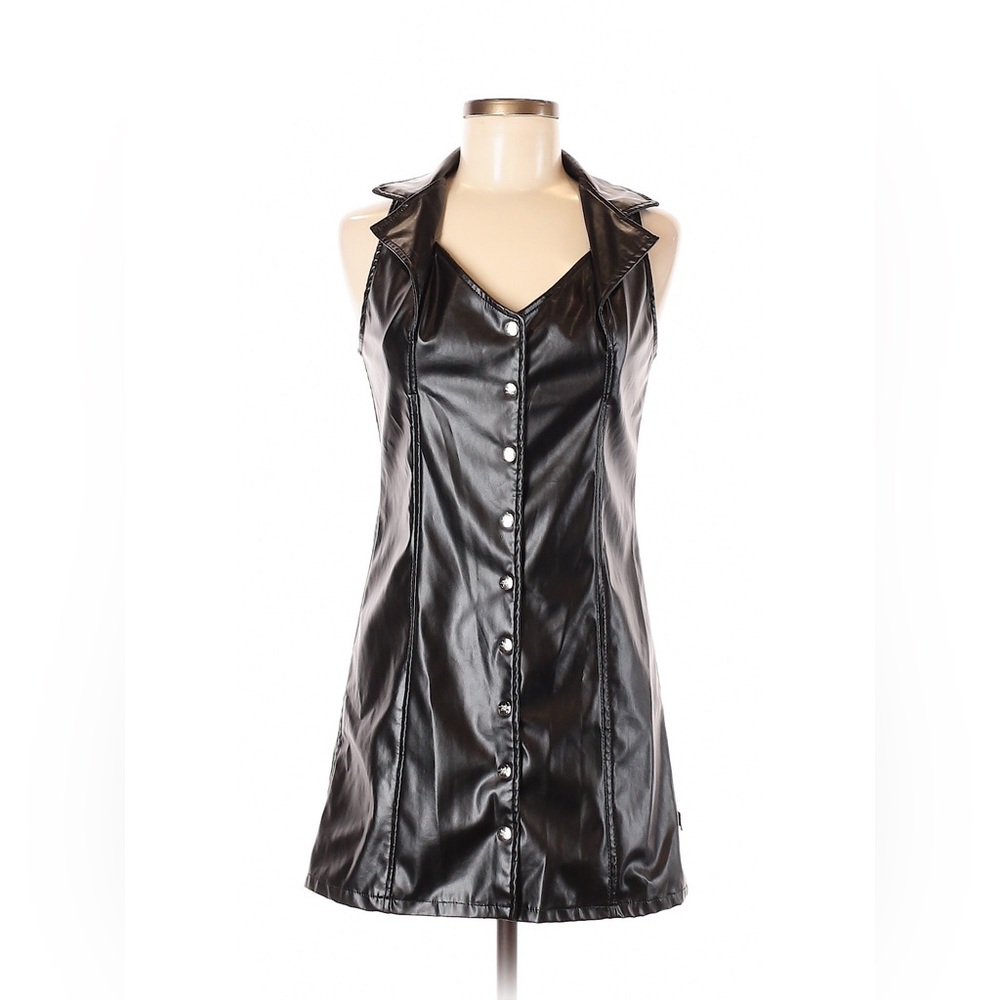 VINTAGE EUC Tripp NYC black PVC Pleather Vegan Leather Fetish Dress Medium
